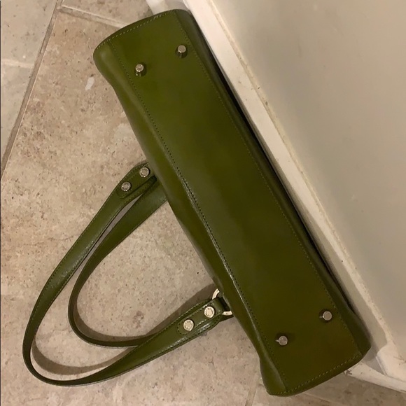 EUC leather baguette bag zip top AVOCADO Mid-size - Picture 6 of 16